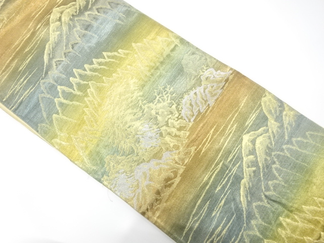 JAPANESE KIMONO / ANTIQUE FUKURO OBI / SILK / WOVEN MOUNTAINS